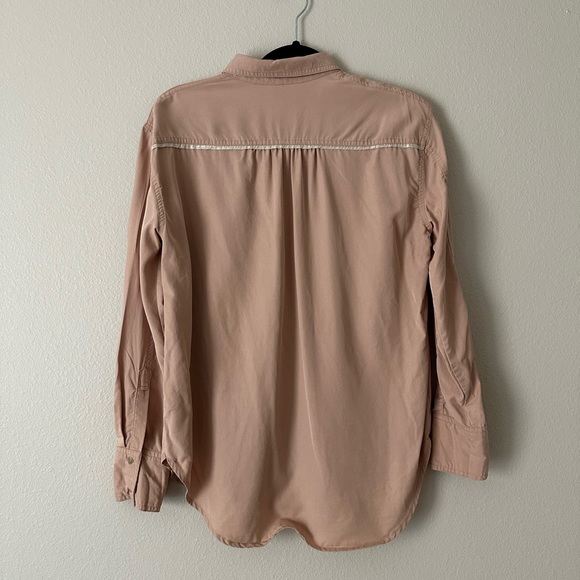 Free People Woman’s Shirt Tan Botton Up Size S/P FLAW - Picture 2 of 8